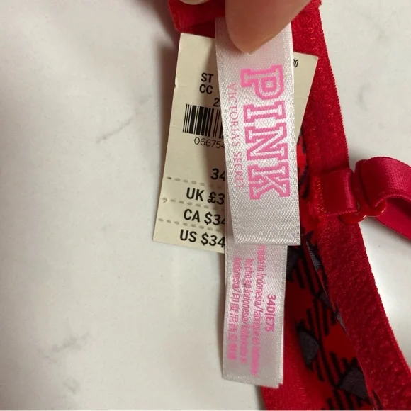 Victoria's Secret PINK Bra 34D Wear Everywhere Push-Up Plaid with Logo - Picture 15 of 16